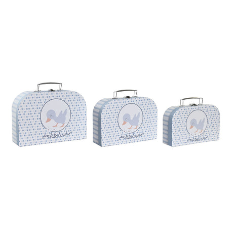 Jogo de Caixas Decorativas DKD Home Decor 28 x 9,5 x 20 cm Azul Metal Multicolor Cartão - EcoNest