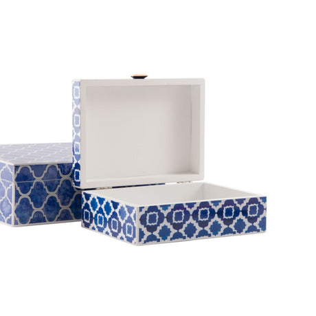 Guarda-Joias DKD Home Decor Azul Azul Marinho Madeira 24 x 20 x 8 cm (2 Unidades) - EcoNest