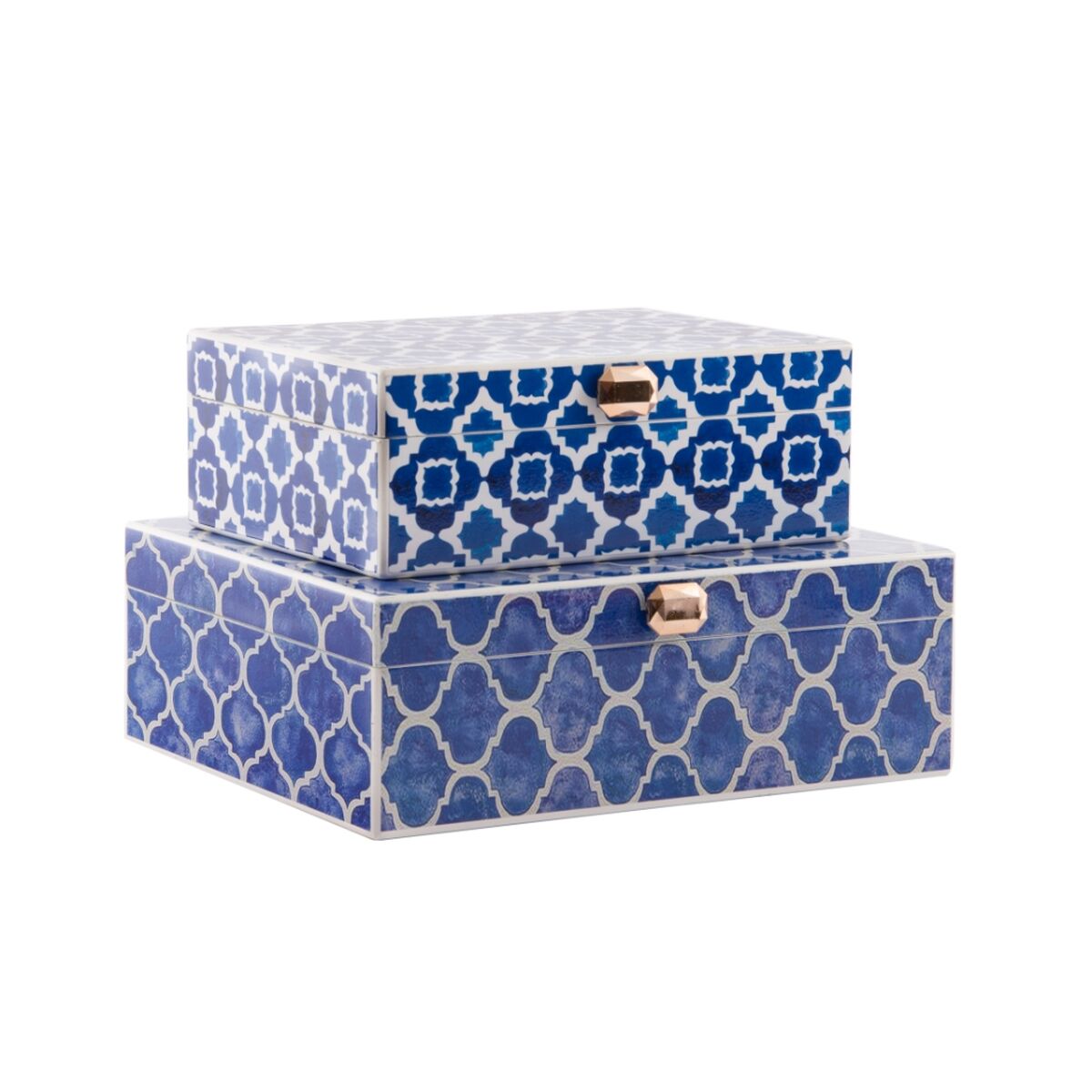 Guarda-Joias DKD Home Decor Azul Azul Marinho Madeira 24 x 20 x 8 cm (2 Unidades) - EcoNest