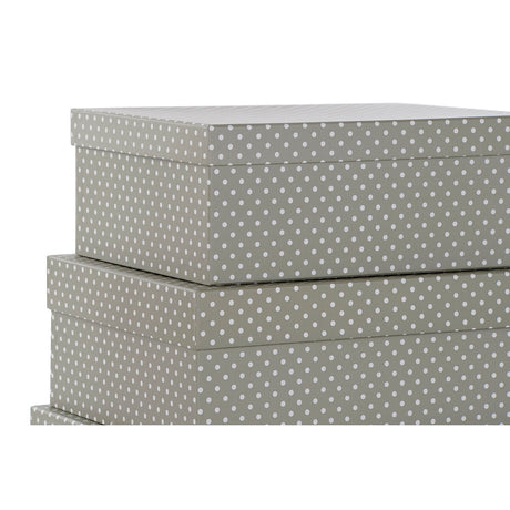 Conjunto de Caixas de Organização Empilháveis DKD Home Decor Toupeiras Cinzento Branco Cartão (43,5 x 33,5 x 15,5 cm) - EcoNest