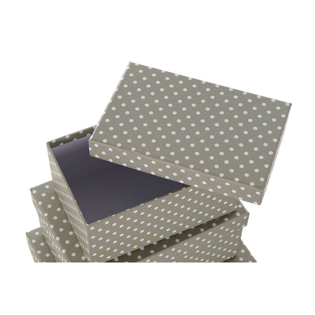 Conjunto de Caixas de Organização Empilháveis DKD Home Decor Toupeiras Cinzento Branco Cartão (43,5 x 33,5 x 15,5 cm) - EcoNest