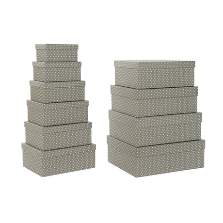 Conjunto de Caixas de Organização Empilháveis DKD Home Decor Toupeiras Cinzento Branco Cartão (43,5 x 33,5 x 15,5 cm) - EcoNest