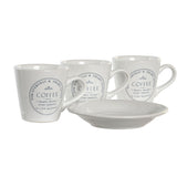 Conjunto de Chávenas com Pratos DKD Home Decor Metal Branco Grés 90 ml - EcoNest