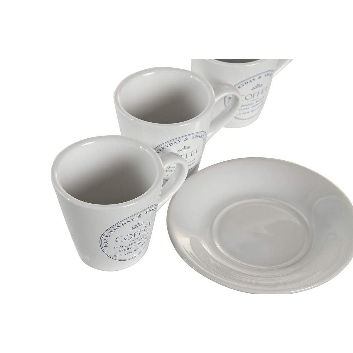 Conjunto de Chávenas com Pratos DKD Home Decor Metal Branco Grés 90 ml - EcoNest