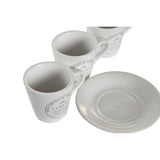 Conjunto de Chávenas com Pratos DKD Home Decor Metal Branco Grés 90 ml - EcoNest