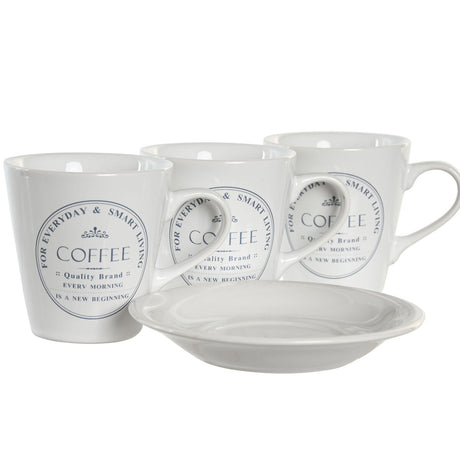 Conjunto de Chávenas com Pratos DKD Home Decor Metal Branco Grés 180 ml - EcoNest