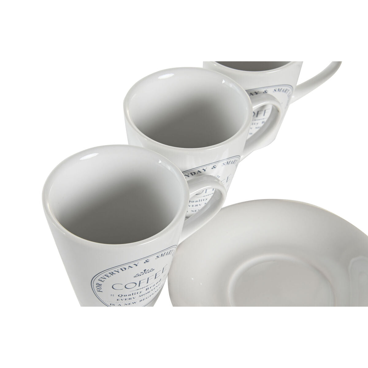Conjunto de Chávenas com Pratos DKD Home Decor Metal Branco Grés 180 ml - EcoNest