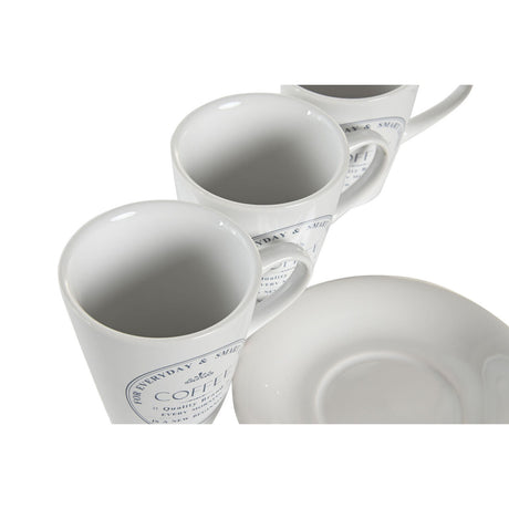 Conjunto de Chávenas com Pratos DKD Home Decor Metal Branco Grés 180 ml - EcoNest