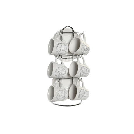 Conjunto de Chávenas com Pratos DKD Home Decor Metal Branco Grés 180 ml - EcoNest