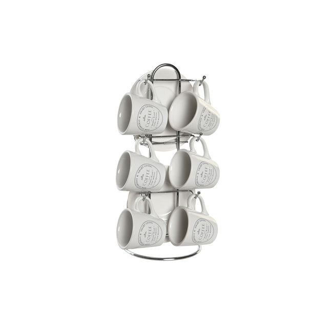 Conjunto de Chávenas com Pratos DKD Home Decor Metal Branco Grés 180 ml - EcoNest