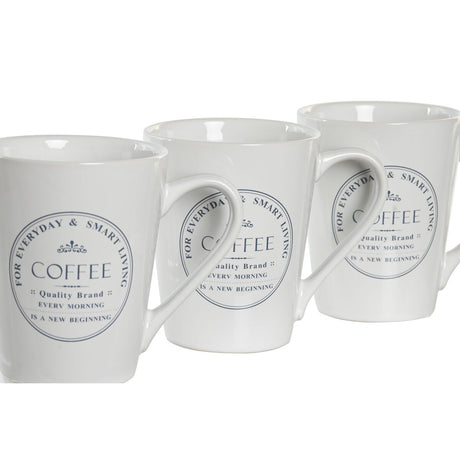 Conjunto de Chávenas com Pratos DKD Home Decor Metal Branco 300 ml Grés Azulejo - EcoNest