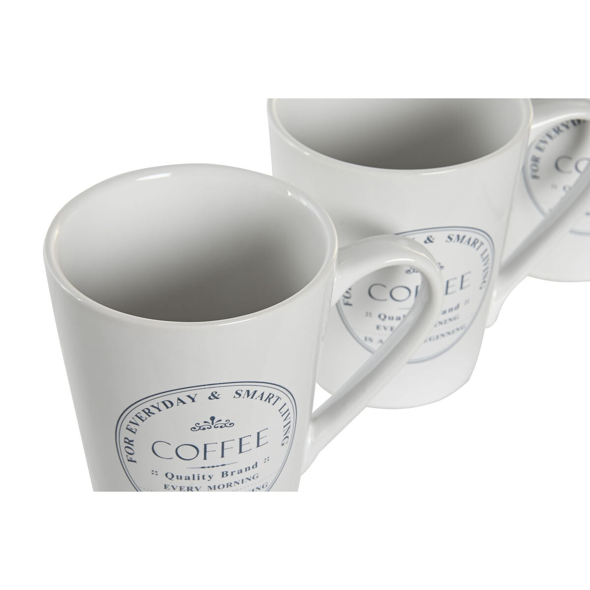 Conjunto de Chávenas com Pratos DKD Home Decor Metal Branco 300 ml Grés Azulejo - EcoNest