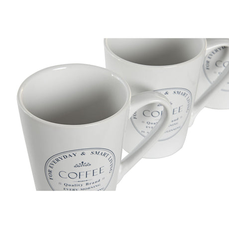 Conjunto de Chávenas com Pratos DKD Home Decor Metal Branco 300 ml Grés Azulejo - EcoNest