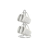 Conjunto de Chávenas com Pratos DKD Home Decor Metal Branco 300 ml Grés Azulejo - EcoNest