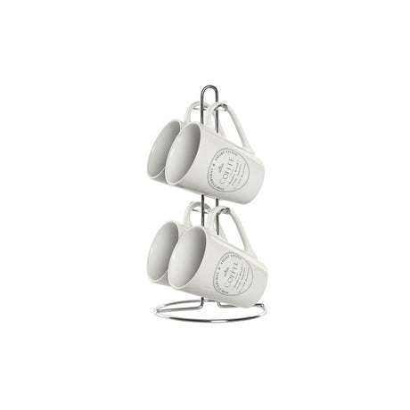 Conjunto de Chávenas com Pratos DKD Home Decor Metal Branco 300 ml Grés Azulejo - EcoNest