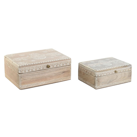 Guarda-Joias DKD Home Decor 25,5 x 20 x 10,5 cm Natural Madeira de mangueira (2 Unidades) - EcoNest