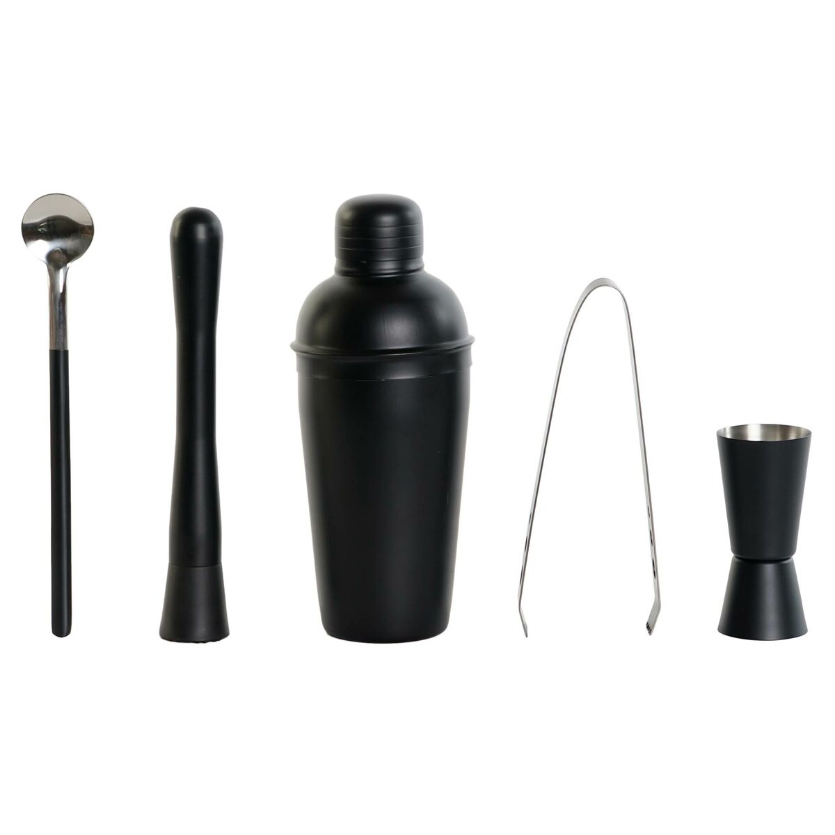 Conjunto de Cocktail DKD Home Decor Preto Aço inoxidável 500 ml 8 x 8 x 20 cm - EcoNest