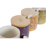 Sugar Bowl DKD Home Decor Green Pink Mustard Lilac Bamboo Dolomite 7,5 x 7,5 x 7,5 cm (4 Units)