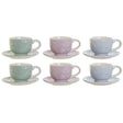 Conjunto de Chávenas de Café DKD Home Decor Azul Branco Verde Lilás Metal 180 ml - EcoNest