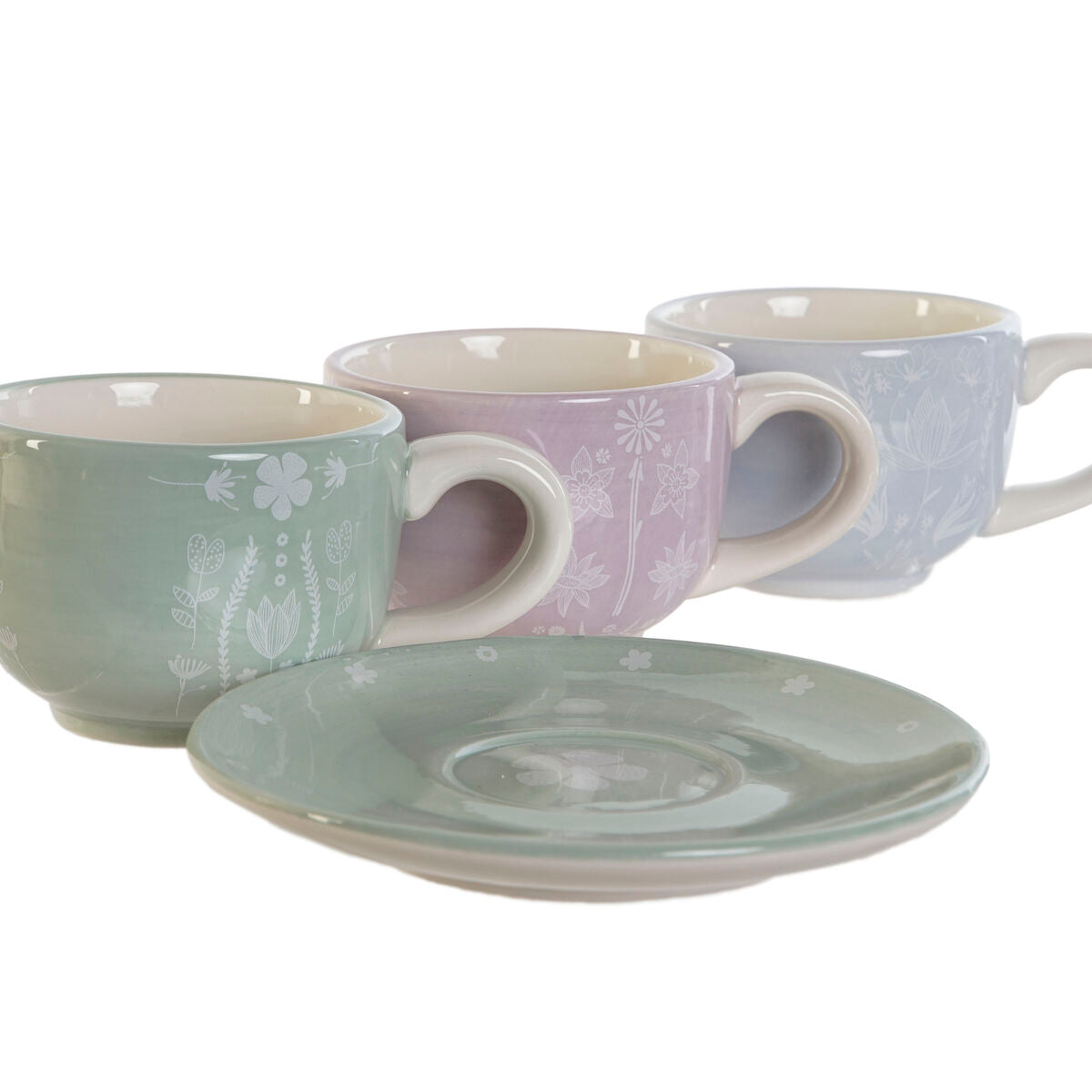 Conjunto de Chávenas de Café DKD Home Decor Azul Branco Verde Lilás Metal 180 ml - EcoNest