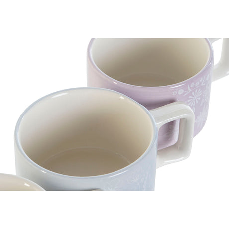 Conjunto de Chávenas de Café DKD Home Decor Verde Azul celeste Lilás Metal Bambu 260 ml - EcoNest