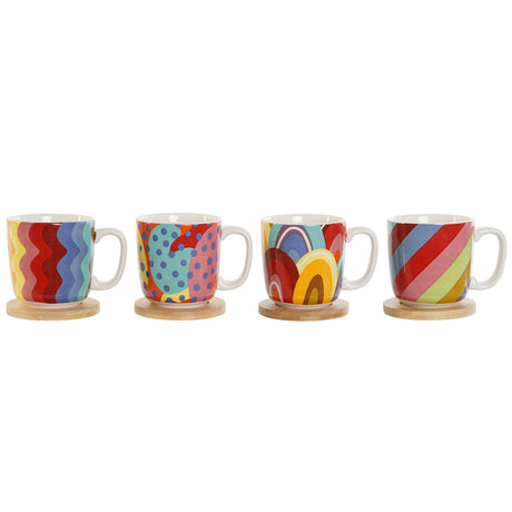 Conjunto de Chávenas de Café DKD Home Decor Multicolor Coral Bambu Dolomite 180 ml - EcoNest