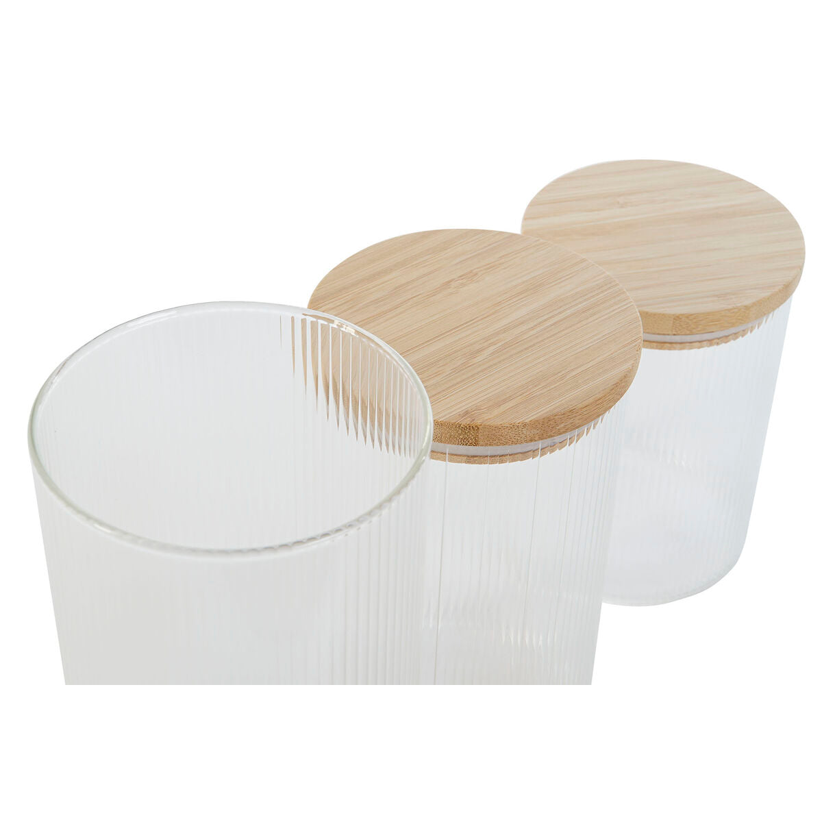 Conjunto de 3 Potes Home ESPRIT Transparente Silicone Bambu Vidro de Borosilicato 10 x 10 x 22,3 cm - EcoNest
