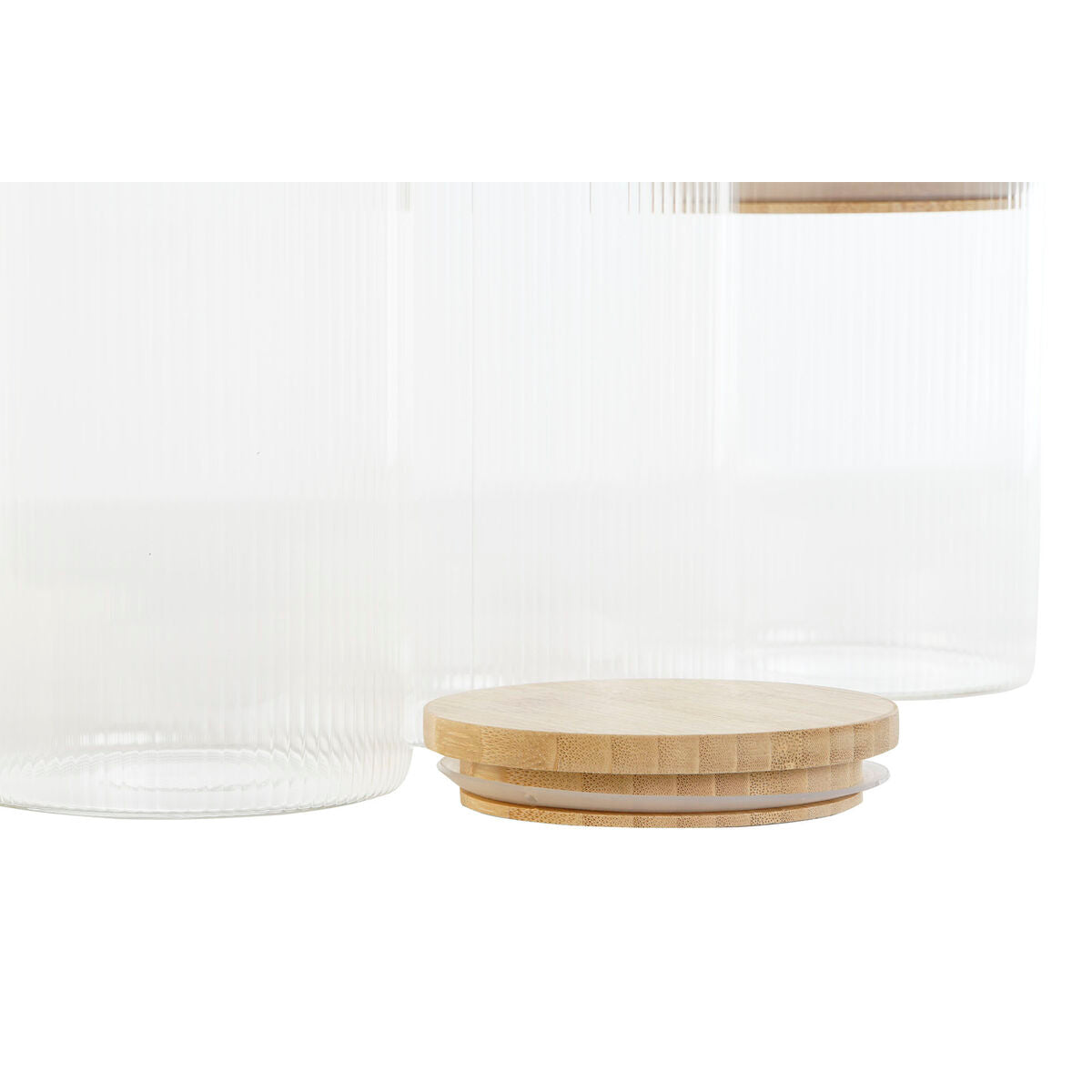 Conjunto de 3 Potes Home ESPRIT Transparente Silicone Bambu Vidro de Borosilicato 10 x 10 x 22,3 cm - EcoNest