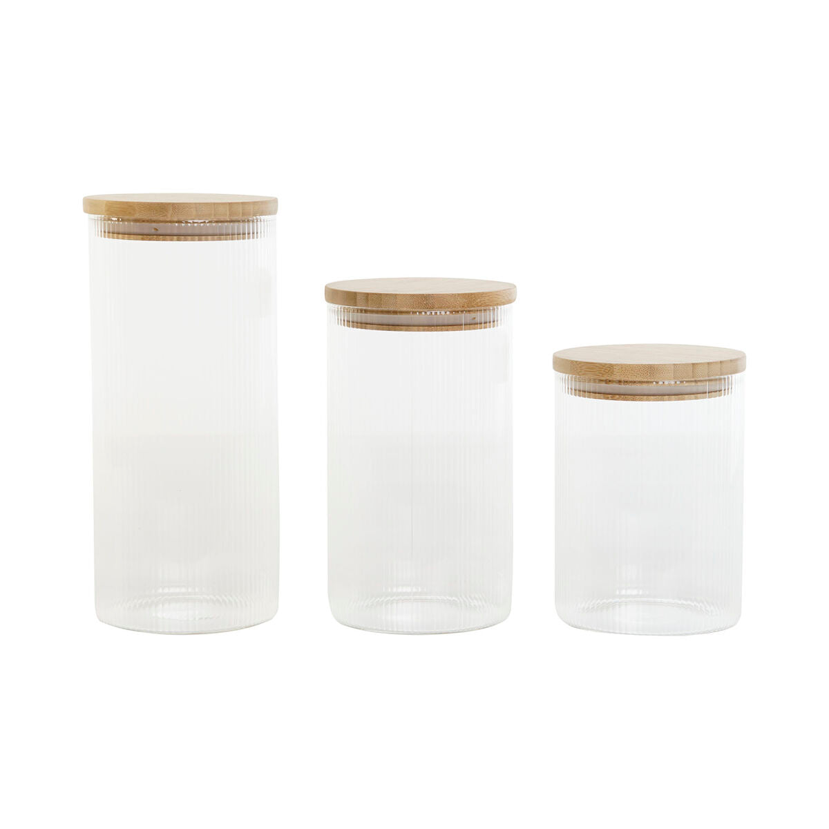 Conjunto de 3 Potes Home ESPRIT Transparente Silicone Bambu Vidro de Borosilicato 10 x 10 x 22,3 cm - EcoNest