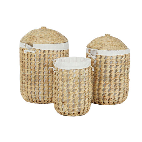 Cesto de Roupa Suja Home ESPRIT Branco Natural 3 Peças 46 x 46 x 69 cm - EcoNest