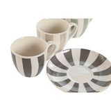 Conjunto de 6 Chávenas com Prato Home ESPRIT Verde Bege Cinzento Porcelana 90 ml