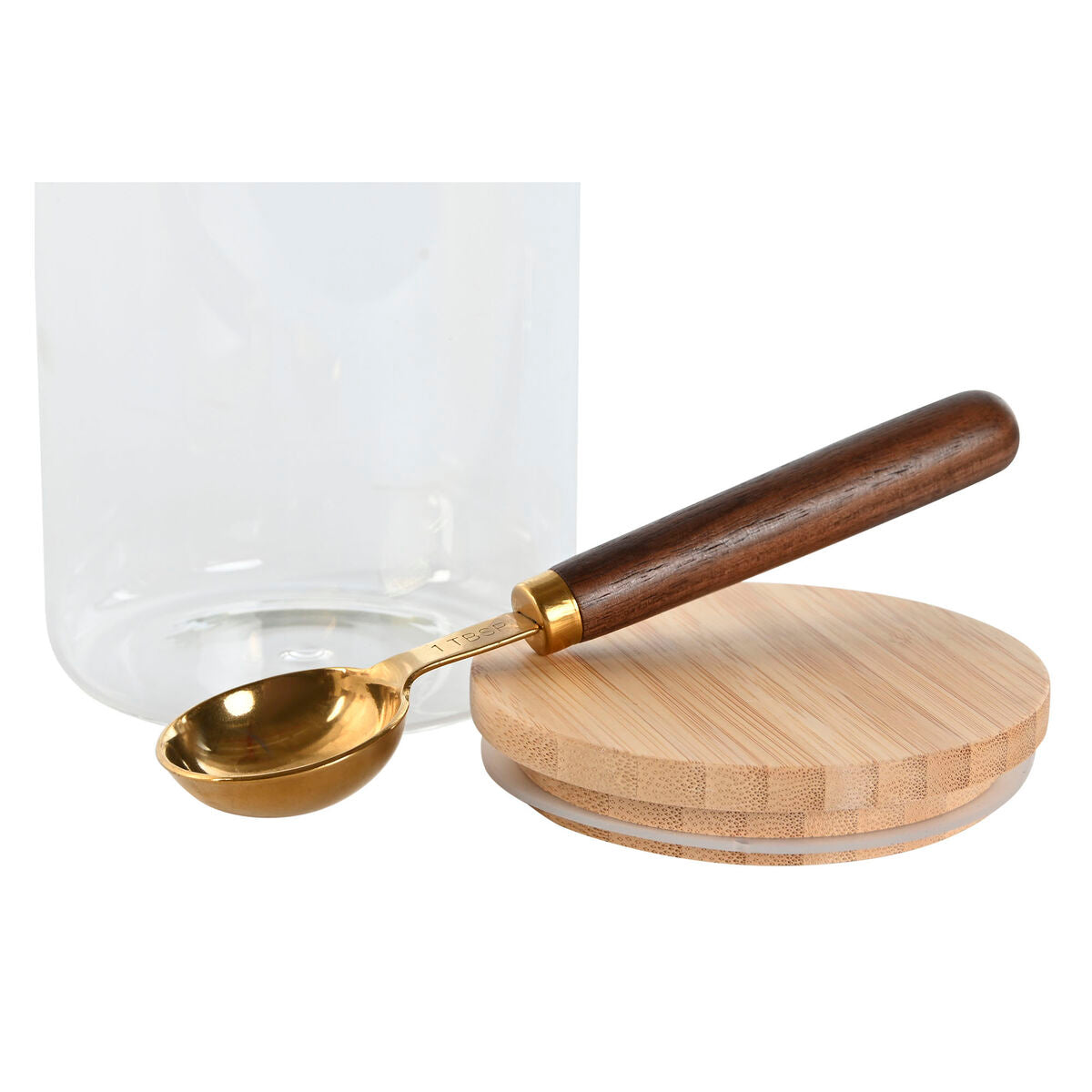 Conjunto de 2 Potes Home ESPRIT Dourado Natural Bambu Vidro de Borosilicato 24 x 12 x 18,5 cm