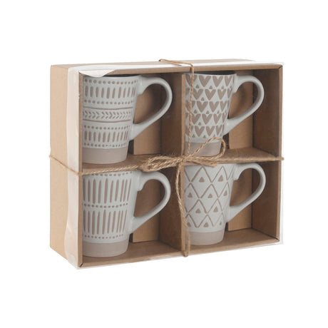 Conjunto de 4 Canecas Home ESPRIT Branco Bege Grés Boho 360 ml - EcoNest