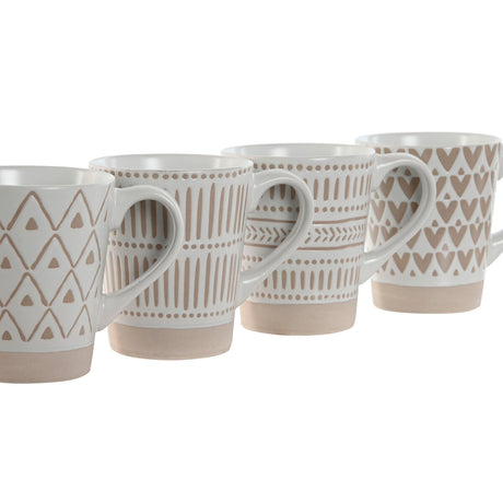 Conjunto de 4 Canecas Home ESPRIT Branco Bege Grés Boho 360 ml - EcoNest