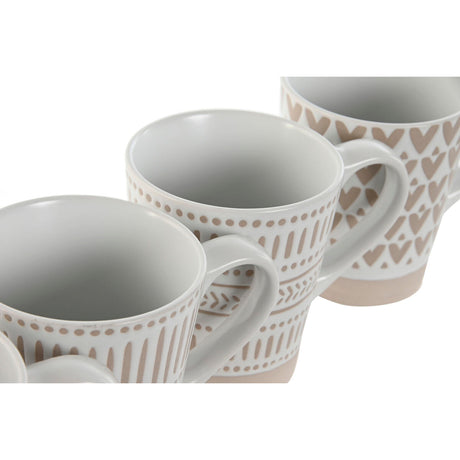 Conjunto de 4 Canecas Home ESPRIT Branco Bege Grés Boho 360 ml - EcoNest