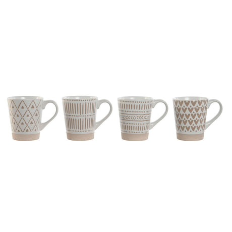 Conjunto de 4 Canecas Home ESPRIT Branco Bege Grés Boho 360 ml - EcoNest