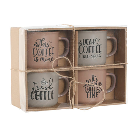 Conjunto de 4 Canecas Home ESPRIT Azul Cor de Rosa Grés - EcoNest