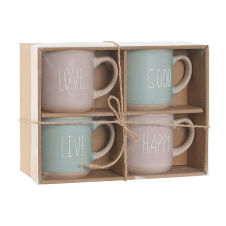 Conjunto de 4 Canecas Home ESPRIT Azul Cor de Rosa Grés Urbana - EcoNest