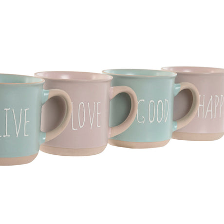 Conjunto de 4 Canecas Home ESPRIT Azul Cor de Rosa Grés Urbana - EcoNest