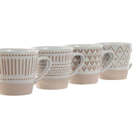Conjunto de Chávenas de Café Home ESPRIT Branco Bege Grés 4 Peças 180 ml - EcoNest