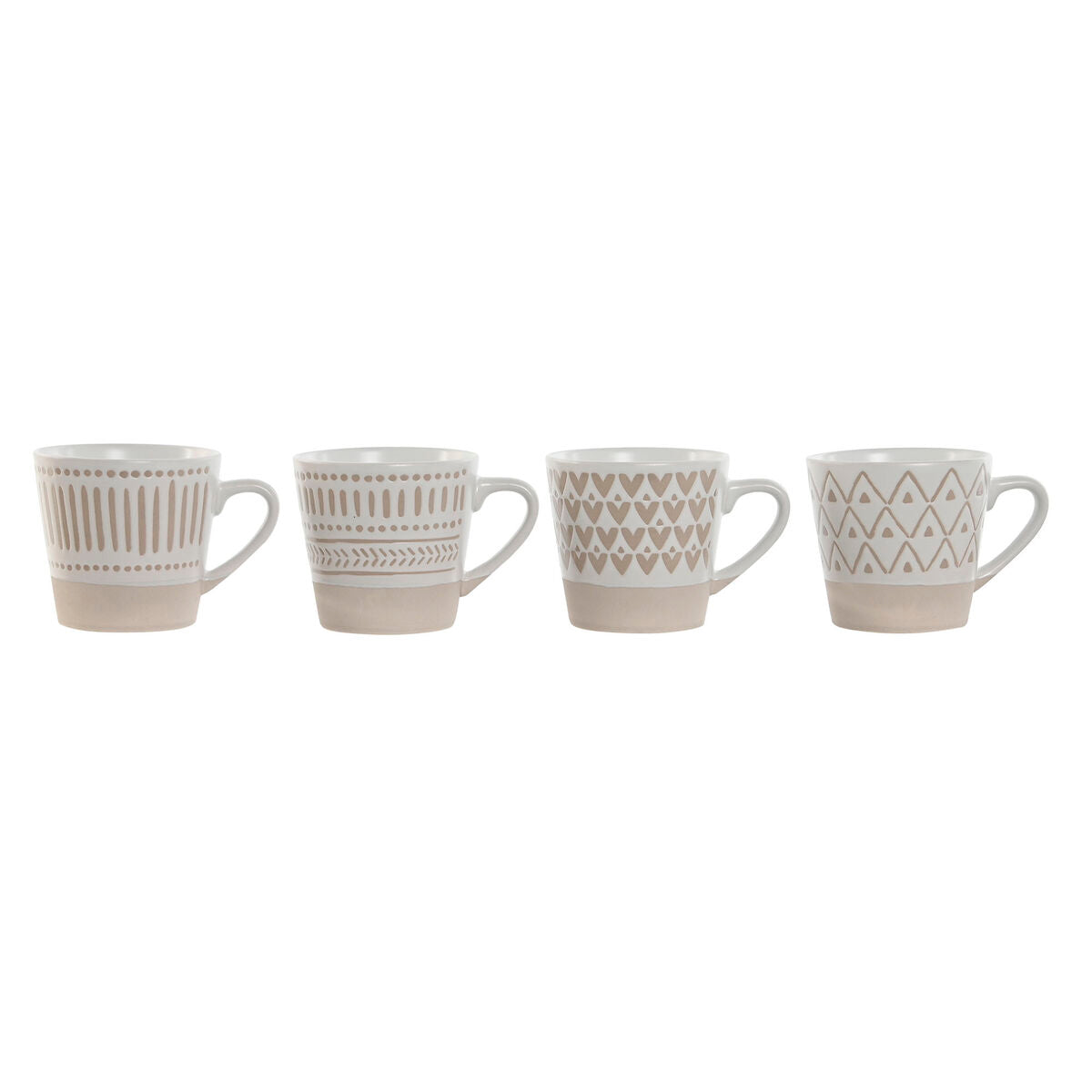Conjunto de Chávenas de Café Home ESPRIT Branco Bege Grés 4 Peças 180 ml - EcoNest