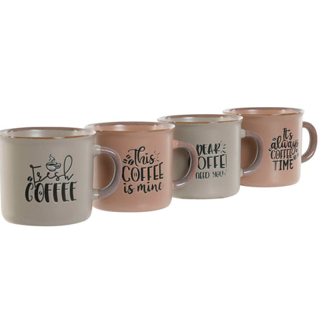 Conjunto de Chávenas de Café Home ESPRIT Azul Cor de Rosa Grés 4 Peças 180 ml - EcoNest