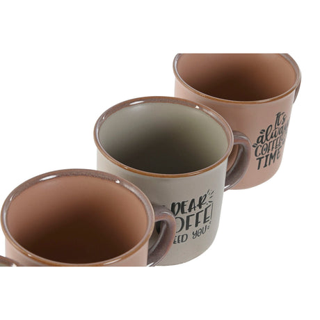 Conjunto de Chávenas de Café Home ESPRIT Azul Cor de Rosa Grés 4 Peças 180 ml - EcoNest