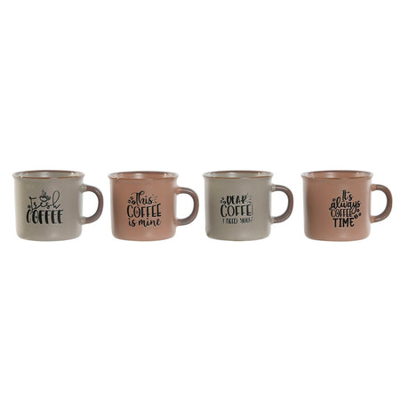 Conjunto de Chávenas de Café Home ESPRIT Azul Cor de Rosa Grés 4 Peças 180 ml - EcoNest