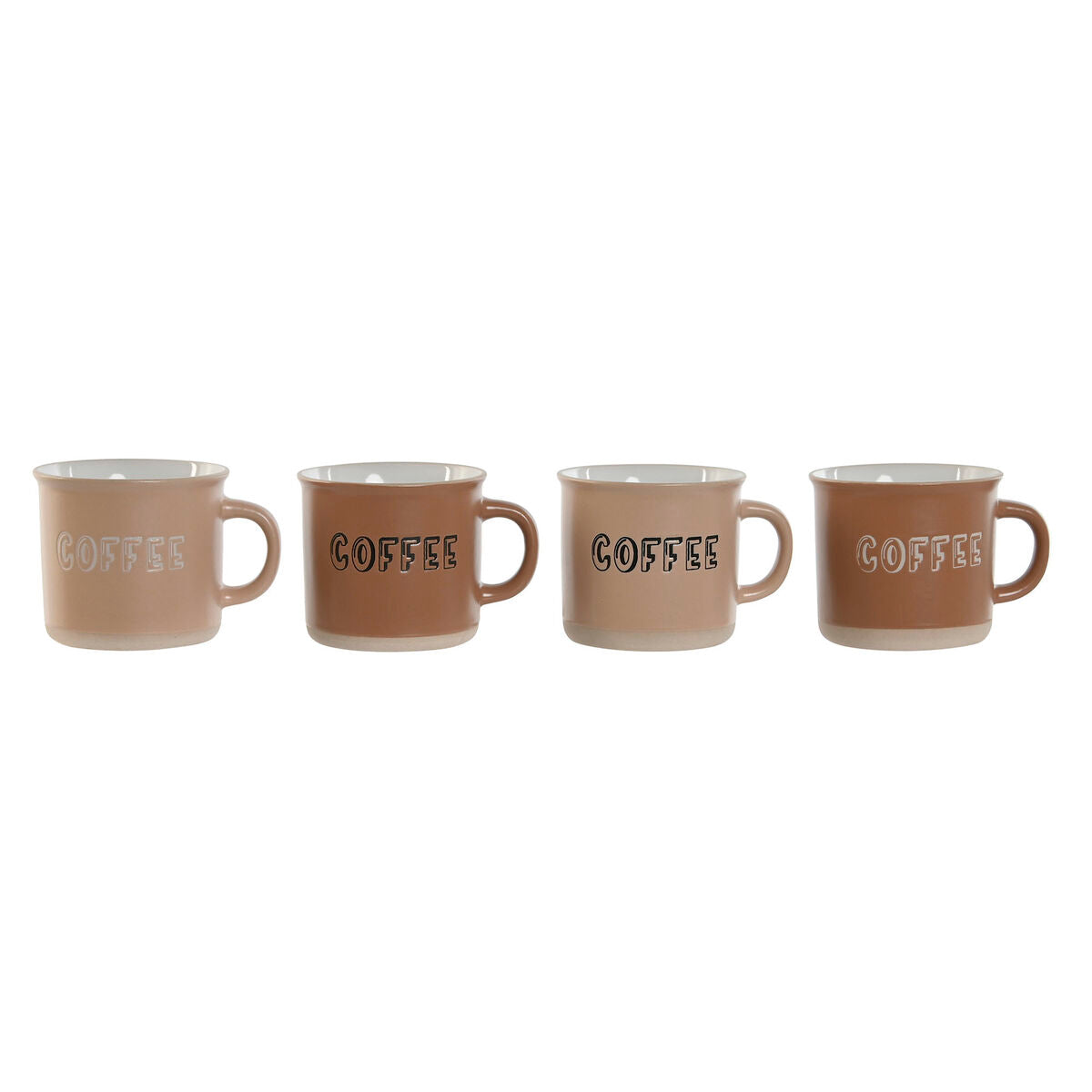 Conjunto de Chávenas de Café Home ESPRIT Castanho Grés 4 Peças 180 ml - EcoNest