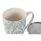 Taza con Filtro para Infusiones Home ESPRIT Azul Beige Acero Inoxidable Porcelana 380 ml (2 Unidades)