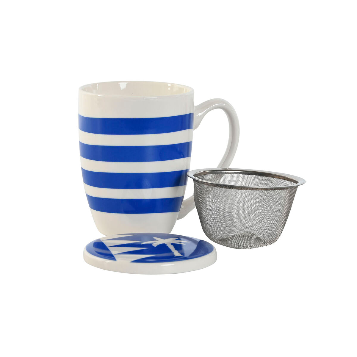 Chávena com Filtro para Infusões Home ESPRIT Azul Vermelho Aço inoxidável Porcelana 380 ml (4 Unidades) - EcoNest