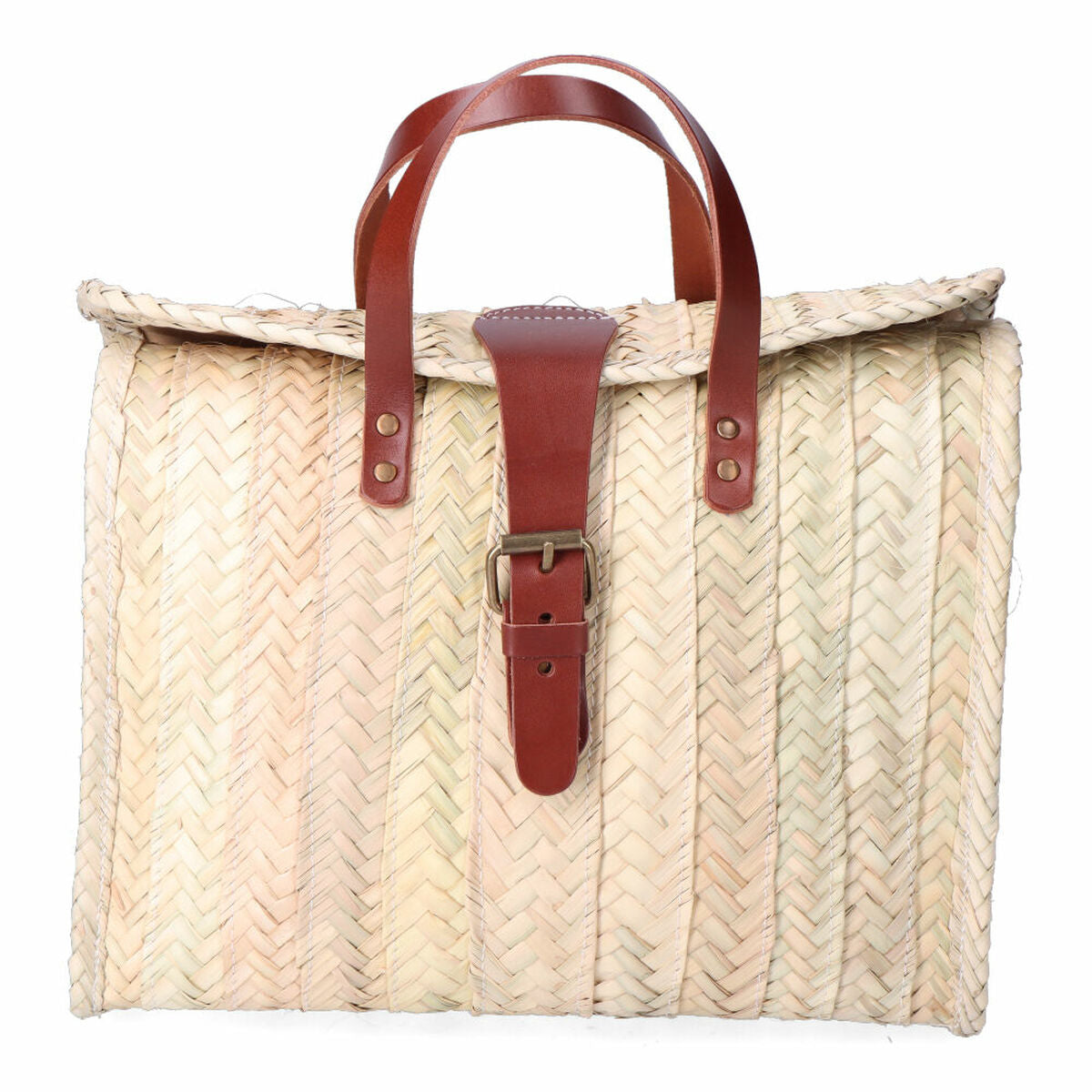 Mala EDM Milan Folha de palma Fivela Pele 32 x 26 cm - EcoNest