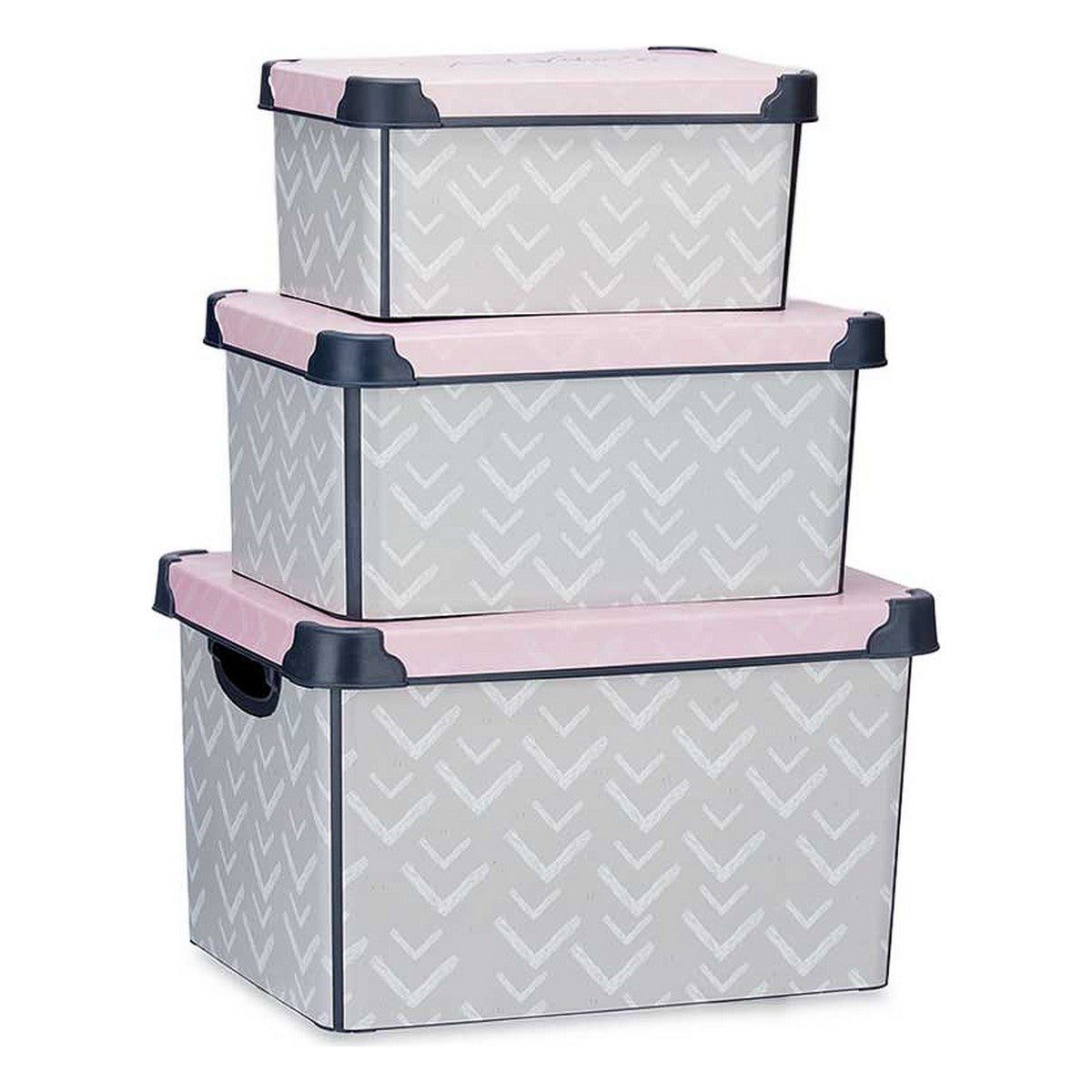 Conjunto de Caixas de Organização Empilháveis Vibes 3 Peças Plástico - EcoNest