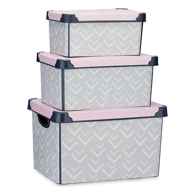 Conjunto de Caixas de Organização Empilháveis Vibes 3 Peças Plástico - EcoNest
